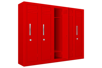 Red school lockers
