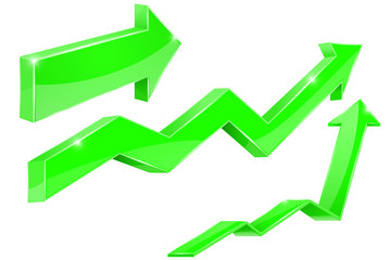 Arrows. Green financial indication arrows