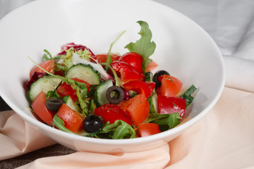 Vegetable fresh salad. Closeup photo.
