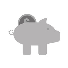 piggy money coin dollar bank gray color vector illustration eps 10