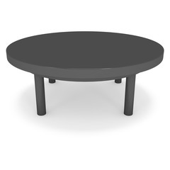 Black Round Table. 3D render isolated on white. Platform or Stand Illustration. Template for Object Presentation.