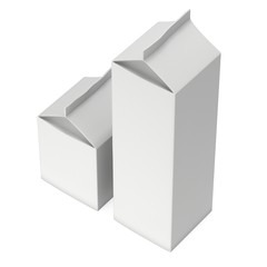 Milk or juice box. Retail package mockup. 3d render illustration isolated on white.