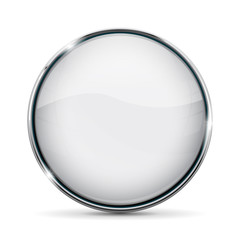 White glass button. With chrome frame