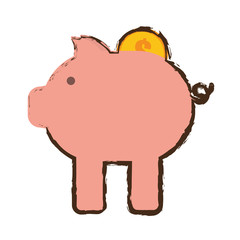piggy money coin dollar bank sketch vector illustration eps 10