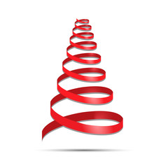 Red christmas tree in the form of a spiral. Vector illustration