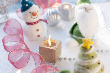 ぬいぐるみとリボンとキャンドル