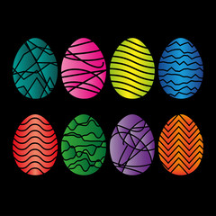 Easter eggs icons flat style.