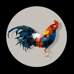 Polygonal Rooster - icon with shadow