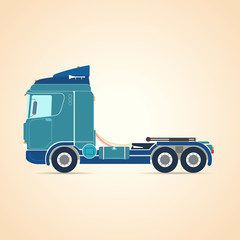 Autotransporter. Three-axle tractor. Truck. Chassis. Vector illustration