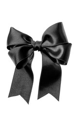 Black Satin Ribbon Bow isolated on the white background