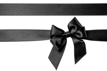 Black Silk Ribbon and Bow isolated on the white background