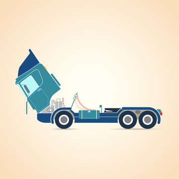 Repair of trucks. Vector illustration