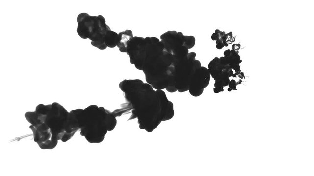 black ink drop in water on a white background for effects. 3d render. voxel graphics. computer simulation 32
