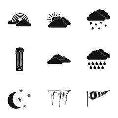 Weather icons set. Simple illustration of 9 weather vector icons for web