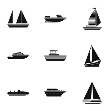 Ship icons set. Simple illustration of 9 ship vector icons for web