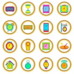 Time and Clock vector set in cartoon style isolated on white background