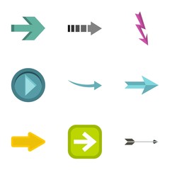 Kind of arrow icons set. Flat illustration of 9 kind of arrow vector icons for web