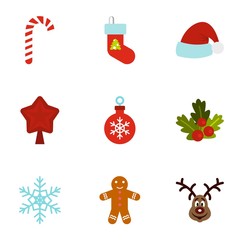 New year icons set. Flat illustration of 9 new year vector icons for web