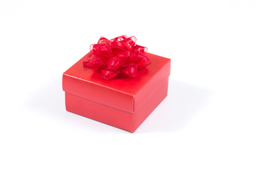 Red gift box on white background