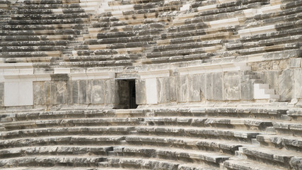 Fototapeta na wymiar Detail view of historical old ancient city of Aspendos amphitheater in Antalya.- TURKEY