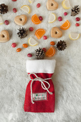 Festive Christmas bag with cookies and other sweets