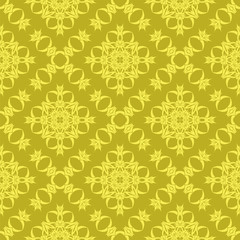Yellow Ornamental Seamless Line Pattern. Endless Texture. Oriental Geometric Ornament