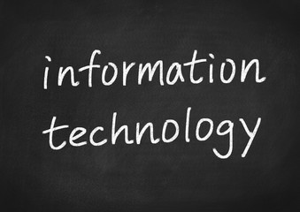 information technology concept text on blackboard background