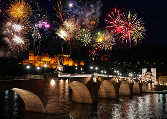 Feuerwerk über Heidelberg - obrazy, fototapety, plakaty