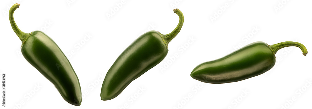 Wall mural Hot green chili or chilli pepper isolated on white background - Wall murals