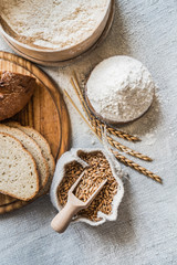 wheat and flour on the table