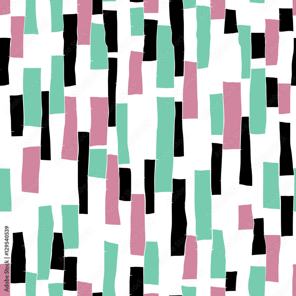 Aufkleber seamless doodle blocks vertical stripes patchwork pattern