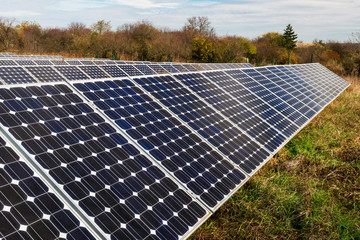 Solar panel, photovoltaic, alternative electricity source - selective focus, copy space