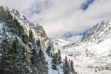 Winter in High Tatras Mountains. High Tatry. Slovakia. Vysok&eacute; Tatry. Sunny day. Cross country skiing.
