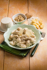 gnocchi with ricotta and nuts sauce