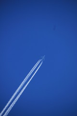 Contrails in a blue sky