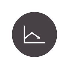 line graph down arrow decrease icon vector