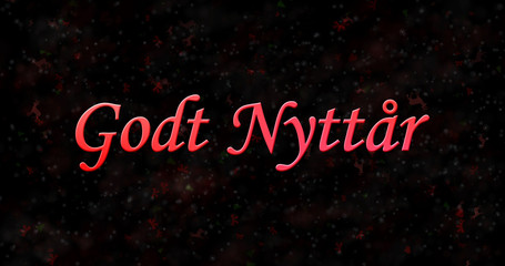 Happy New Year text in Norwegian "Godt nyttar" on black background