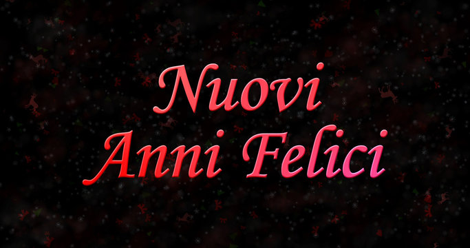 Happy New Year text in Italian "Nuovi anni felici" on black background
