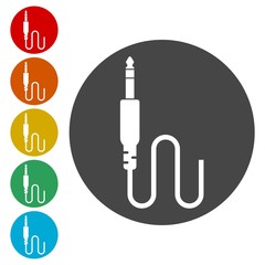 Jack cable icon, black audio jack