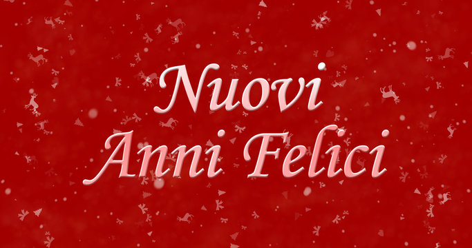 Happy New Year text in Italian "Nuovi anni felici" on red background