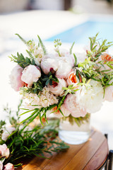 wedding bouquet orchids and peonies
