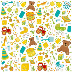 Fototapeta premium toys for boys and girls vector pattern