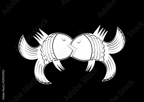 Download "Kissing fish. Vector illustration" Stock image and ...