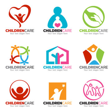 Children and care logo vector set design