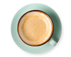 Photo sur Plexiglas Café Cappuccino foam, coffee cup top view on white background