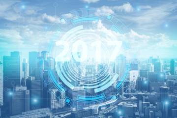 2017 Smart city. Internet technology background