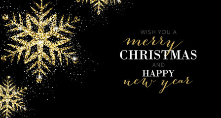 Elegant Merry Christmas Gold Banner © elaborah