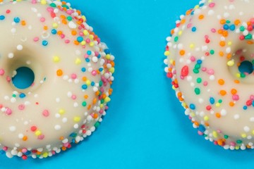 Close-up of tasty doughnuts with sprinkles