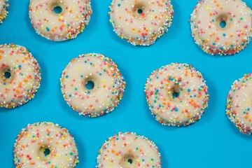 Close-up of tasty doughnuts with sprinkles