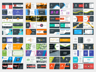 Collection of double sided business card vector templates. Stationery design vector set